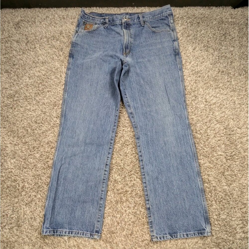 Cinch Jeans Mens 38x32 Fits 36x31 Blue Bronze Label Slim Fit Light Wash Western